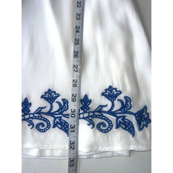 Lulus Dress Womens XL White Blue Embroidered Short Sleeve A-Line Back Zip - Picture 6 of 7